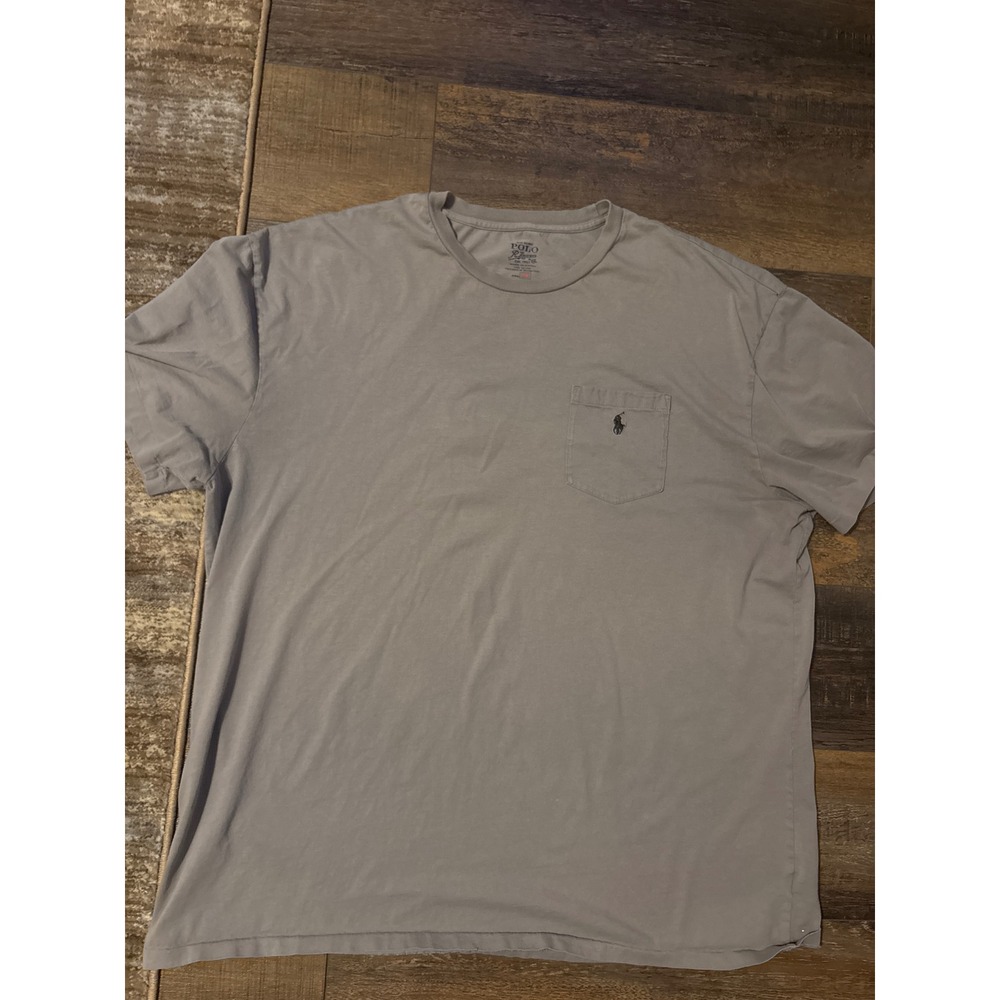 Polo Ralph Lauren Mens Gray Short Sleeve Pocket T-Shirt 2XB Cotton Pony Logo